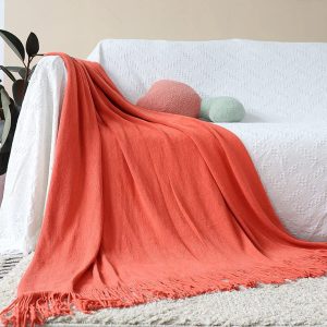 SOGA 2X Orange Acrylic Throw Blanket