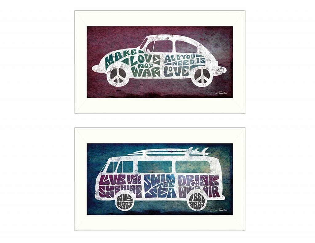 Set Of Two Retro White Framed Print Wall Art - Image 2