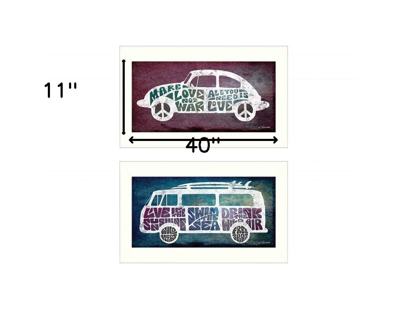 Set Of Two Retro White Framed Print Wall Art - Image 5
