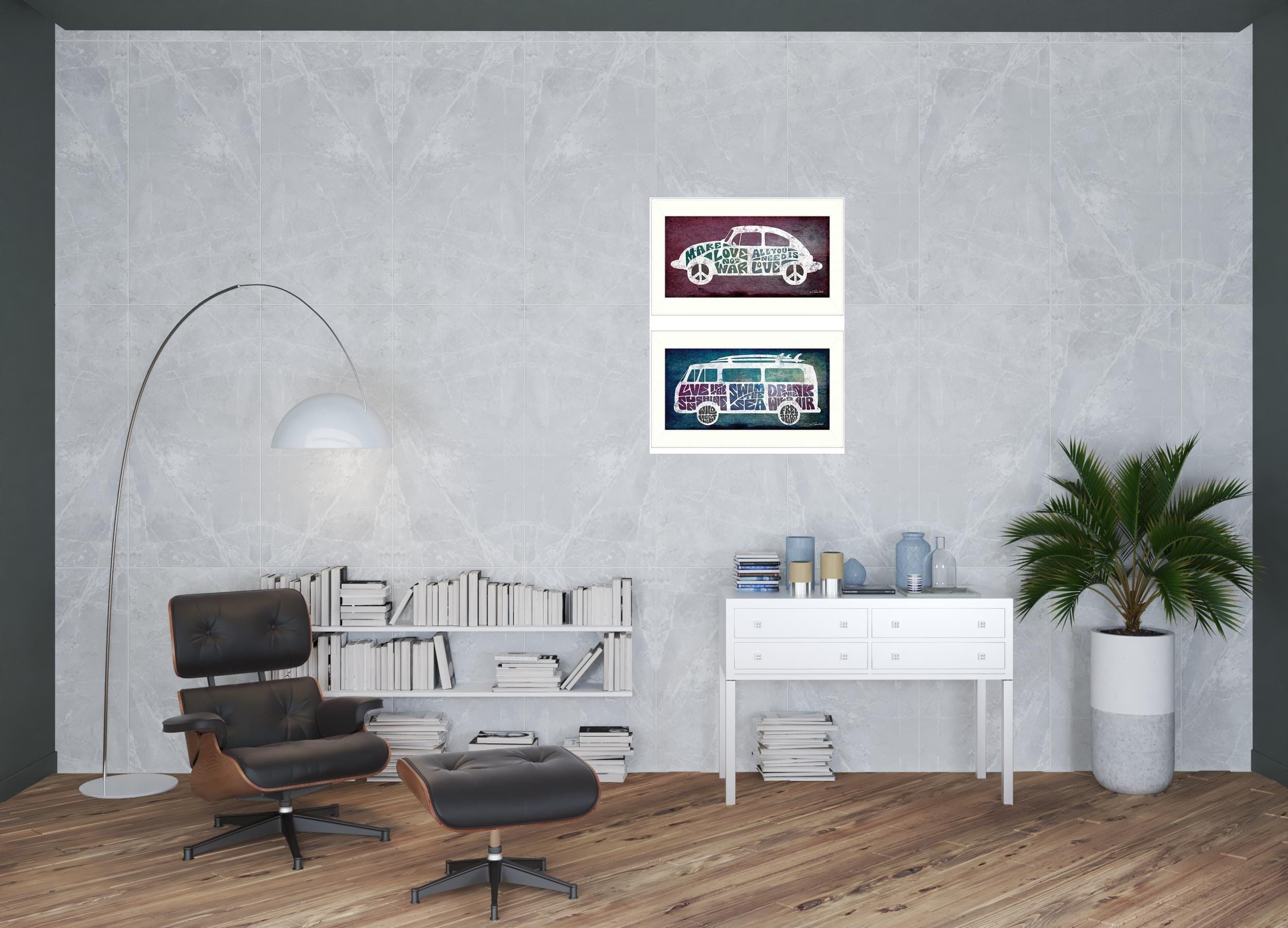 Set Of Two Retro White Framed Print Wall Art - Image 6