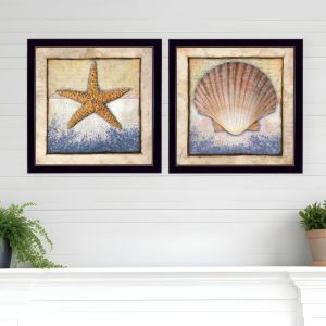 Set Of Two Sea Journey Black Framed Print Wall Art