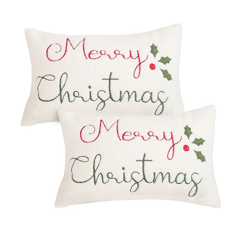 SOGA 2X 45cm Christmas Pine Leaf Lambskin Waist Pillowcase - Image 2