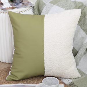 SOGA 2X 45cm Modern Two-Tone Green & Cream Pillowcase
