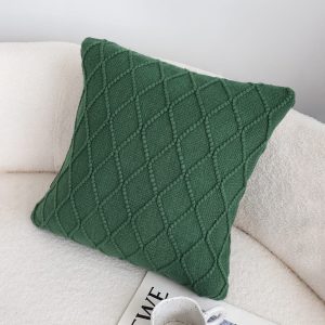 SOGA 2X 45cm Forest Green Diamond Knit Pillowcase