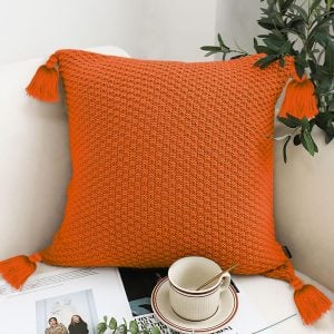 SOGA 2X 50cm Chunky Knit Pillowcase (Coral Orange)