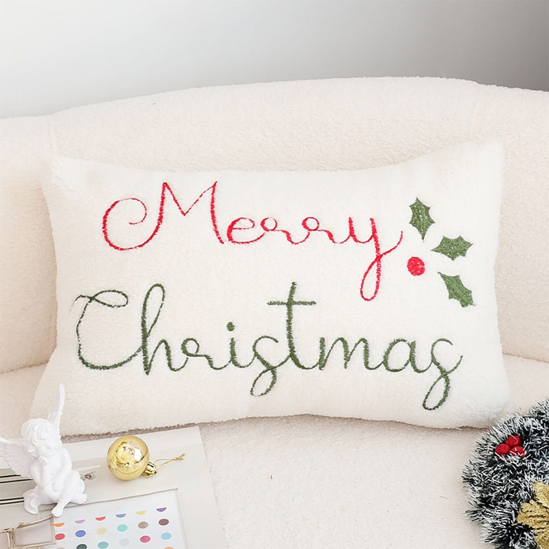 SOGA 2X 45cm Christmas Pine Leaf Lambskin Waist Pillowcase - Image 3