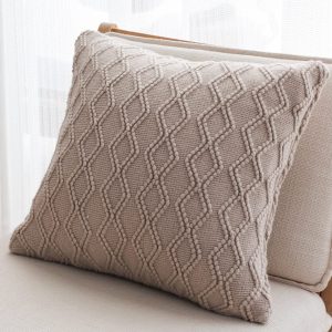 SOGA 2X 45cm Warm Beige Diamond Knit Pillowcase
