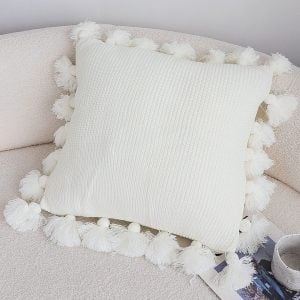 SOGA 2X 45cm Textured Pillowcase with Pom-Pom Trim (Pure White)