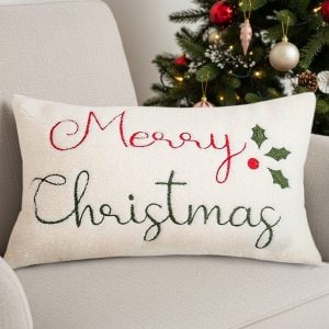 SOGA 2X 45cm Christmas Pine Leaf Lambskin Waist Pillowcase