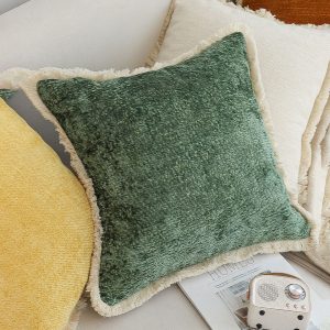 SOGA 2X 45cm Emerald Velvet Fringe Pillowcase