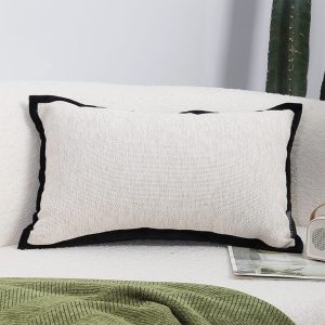 SOGA 2X 30x50cm Olive Green Minimalist Lumbar Pillowcase with Black Trim