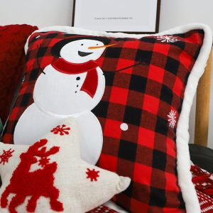 SOGA 2X 45cm Holiday Snowman Pillowcase (Red Plaid)