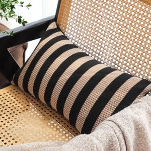 SOGA 2X 30x50cm Black & Tan Striped Rectangular Pillowcase