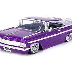 1959 Chevrolet Impala Lowrider Candy Purple with DUB Wire Wheels "Street Low" Series 1/24 Diecast Model Car by Jada