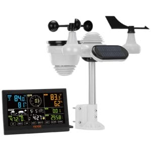7-in-1 Wireless Weather Station, 7.5 in Color Display, Digital Weather Station Indoor Outdoor, for Temperature Humidity Wind Speed/Direction Rain UV, with Forecast Data, Alarm, Alerts-NO WIFI