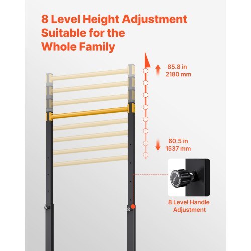 Pull Up Bar, 330LBS Capacity Portable Pullup Bar Station, Pullup Bars Free Standing with H-Frame Structure & Heavy-Duty Steel Tube, 8 Level Height Adjustment Gravity Fitness for Arms Back Chest - Image 4