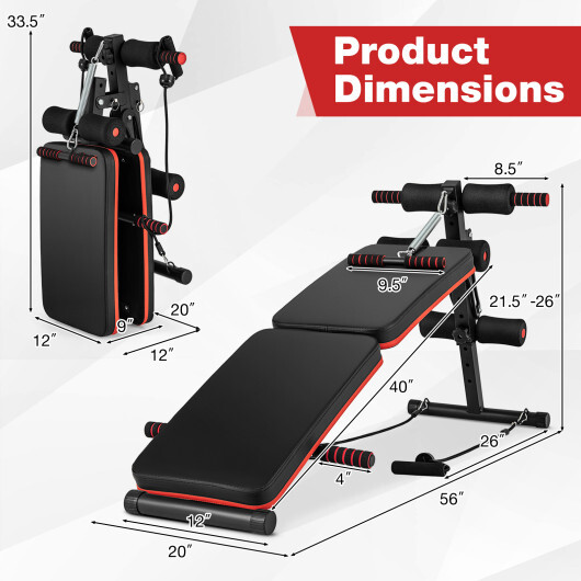 Multifunctional Sit up Bench 4 Position Adjustable Metal Workout Bench - Color: Black - Image 3