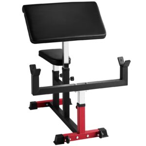 Preacher Curl Bench, Strength Training Biceps Machine, Max load 440 LBS Home Gym Equipment, Seated Arm Isolated Barbell Dumbbell Bicep Station, Adjustable Weight Benches for Home Gym