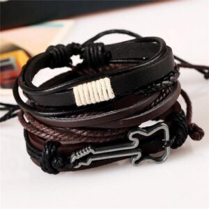 Guitar Pendant Multi-layer Fashion Leather Bracelet